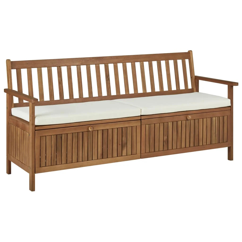 Storage Bench with Cushion Solid Acacia Wood Y204