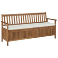 Storage Bench with Cushion Solid Acacia Wood Y204