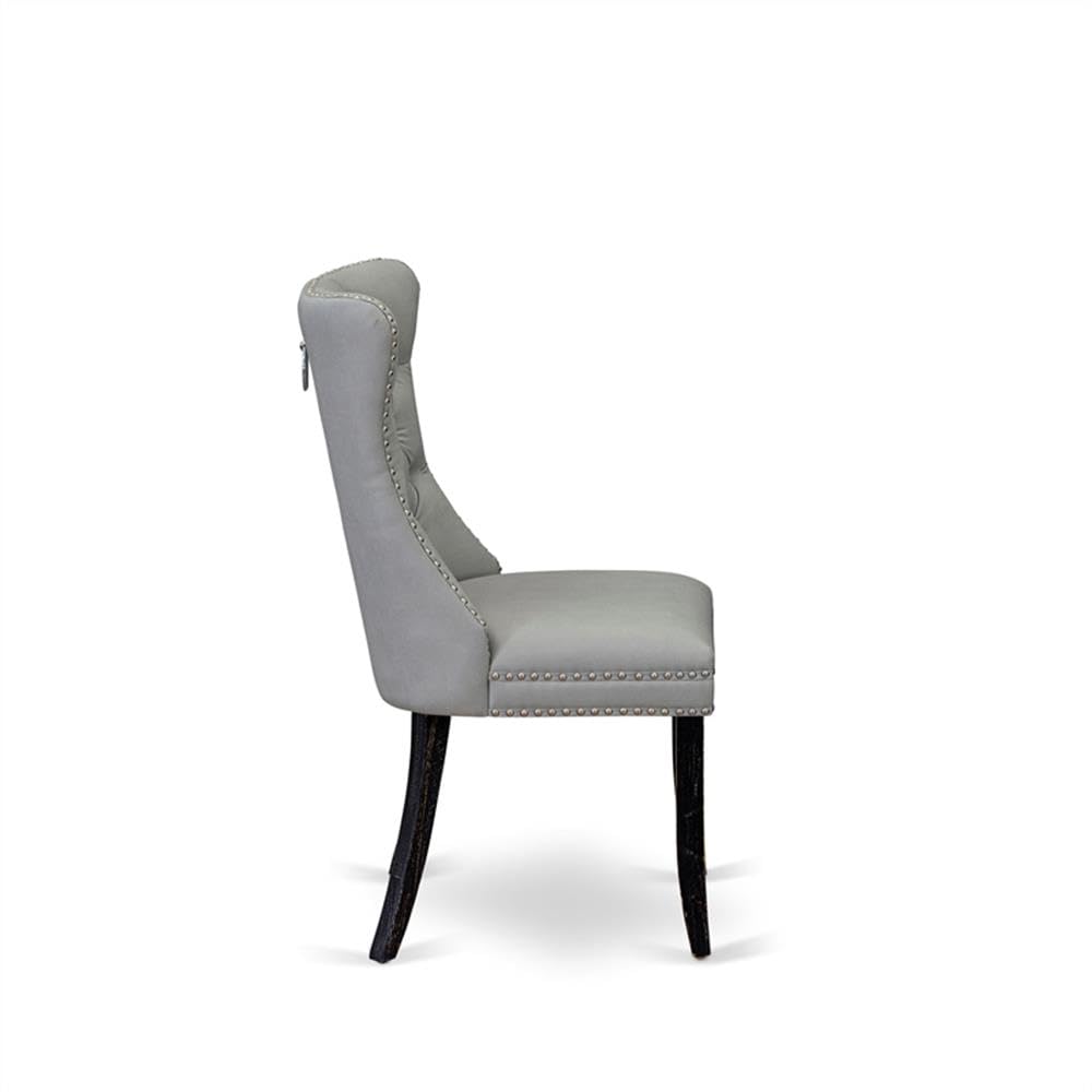 Sand Blasted Black Acacia Wood Dining Chair Set of 2 K37281
