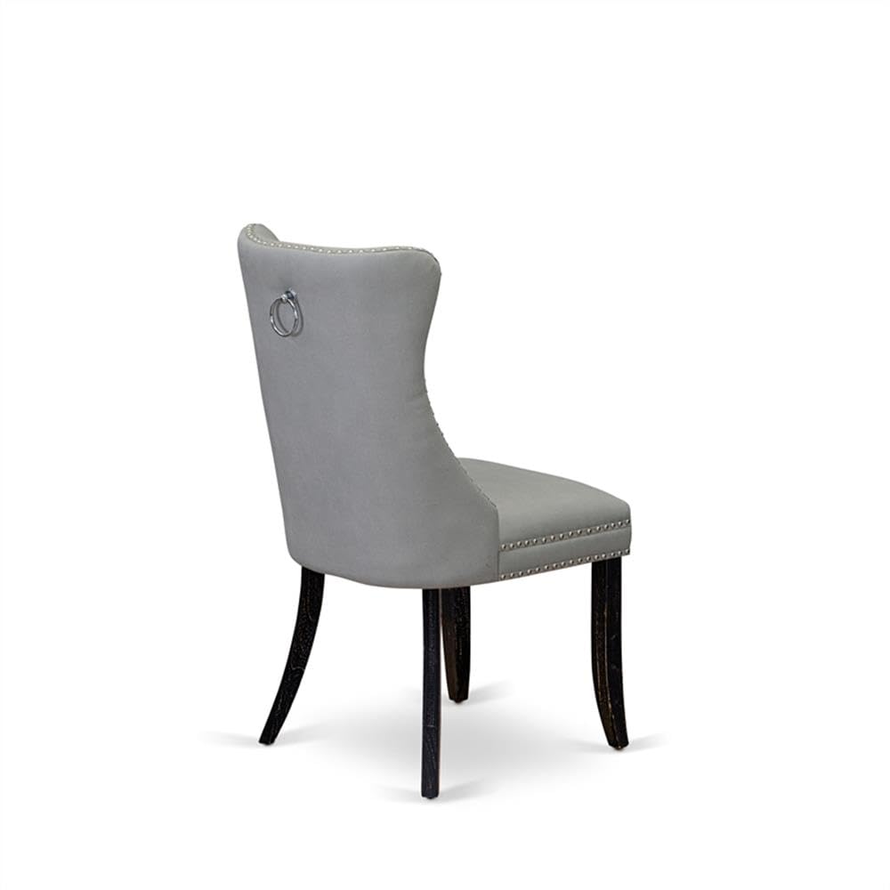 Sand Blasted Black Acacia Wood Dining Chair Set of 2 K37281