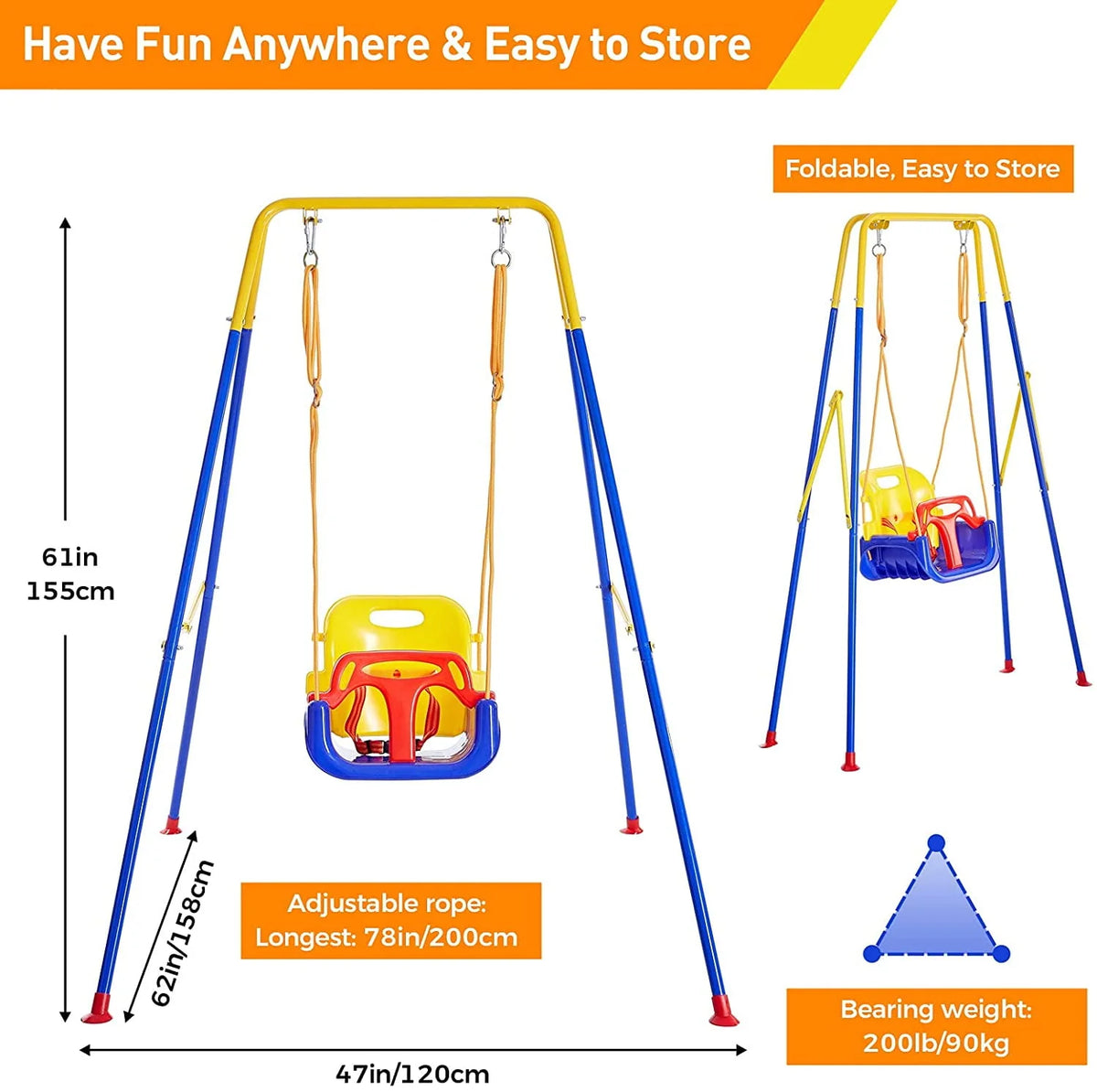 3 in 1 Toddler Swing Set with 4 Sandbags M654
