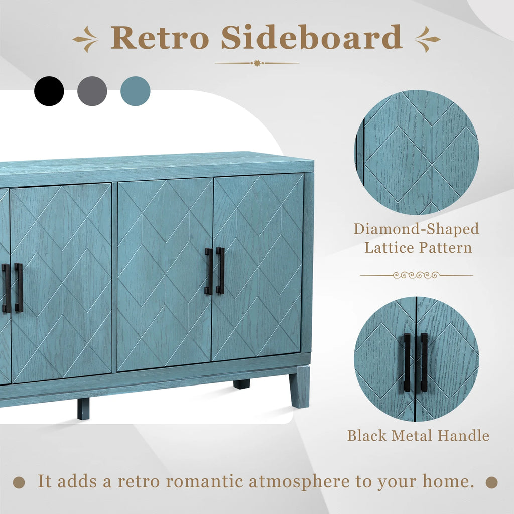 4-Door Retro Sideboard with Adjustable Shelves P9368