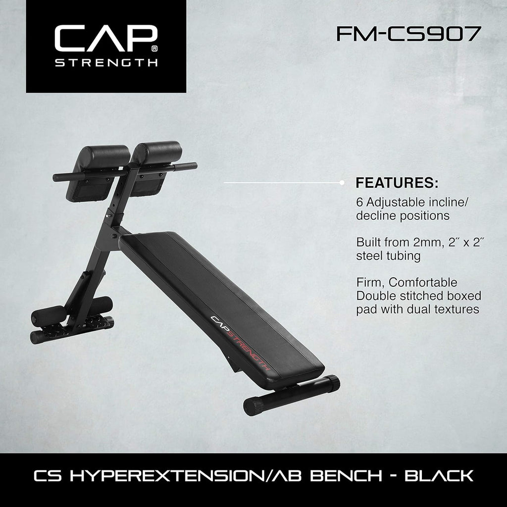 Black Hyperextension Ab Bench D843