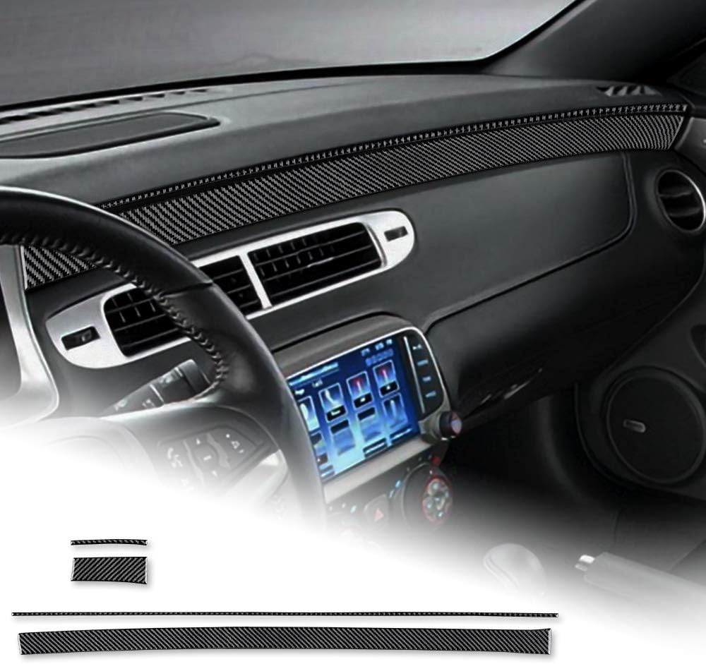 Carbon Fiber Car Center Console Dash Panel Sticker Interior Trim Decal Accessories (Black) Pack of 2 D3078