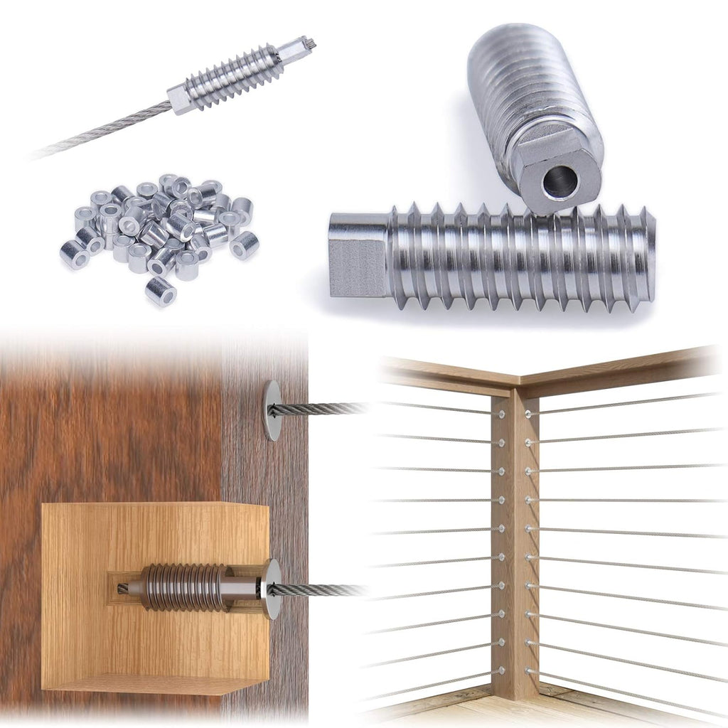 20Pack 1/8 Invisible Cable Railing Kit T316 Stainless Steel U64060