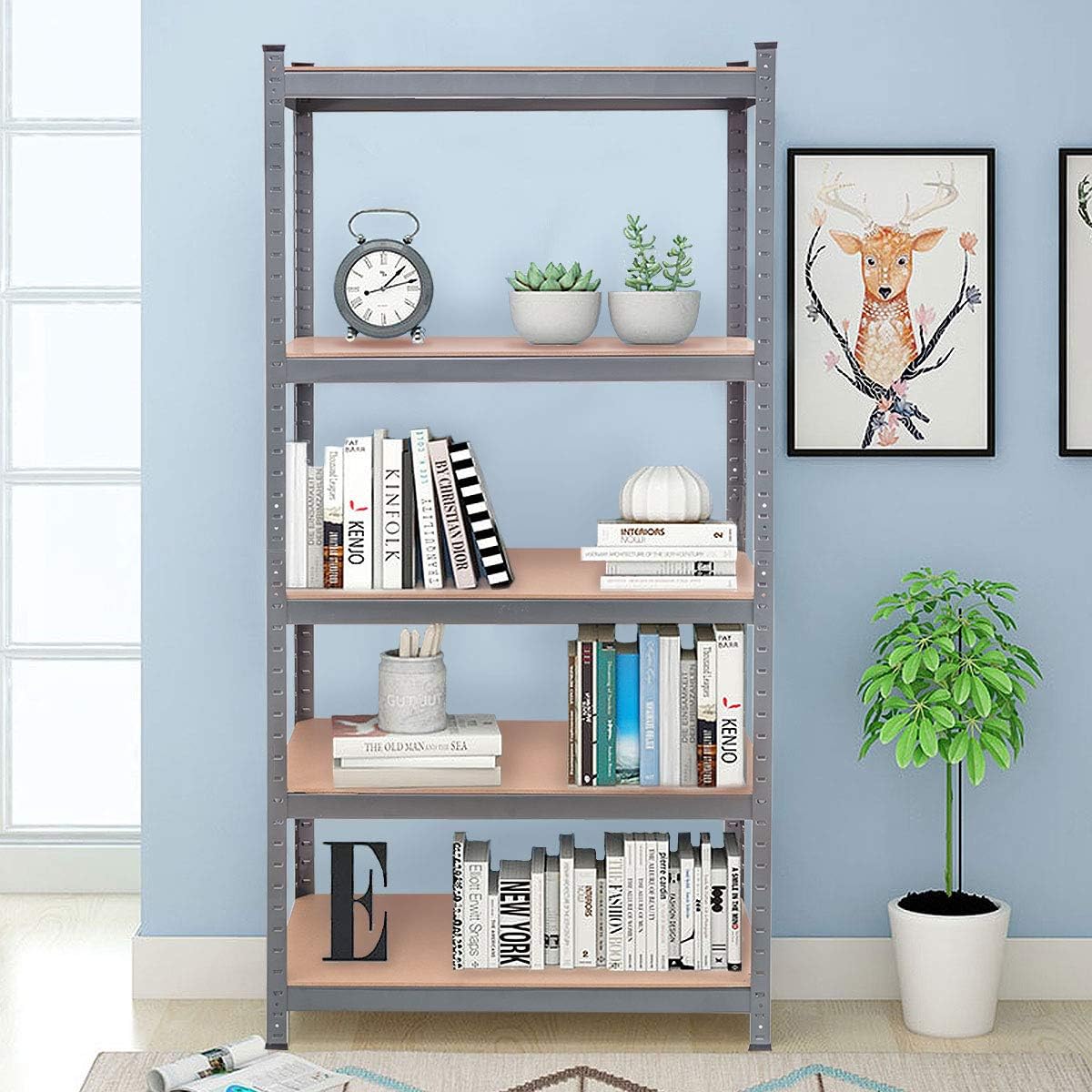 5-Tier Steel Storage Shelves with Adjustable Shelves (2 PCS) A272189
