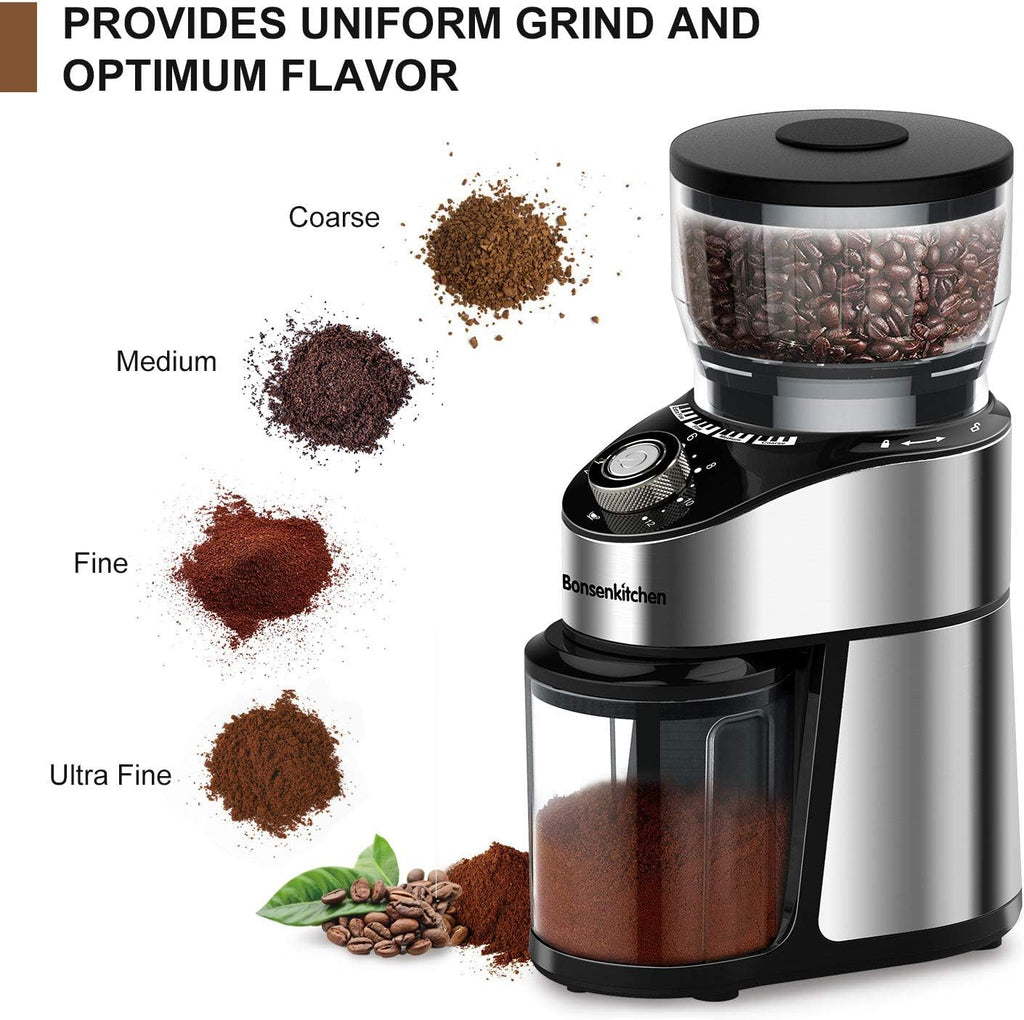 Stainless Steel Electric Conical Burr Coffee Grinder with 12 Grind Settings M28230