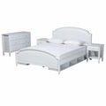 White Finished Wood Full Size 4-Piece Bedroom Set V8813