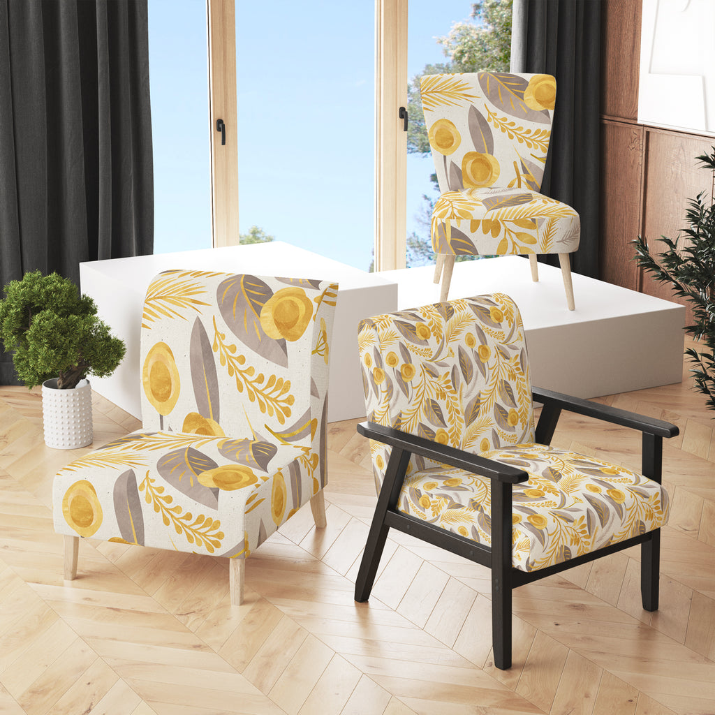Upholstered Patterned Accent Chair and Arm Chair X4433