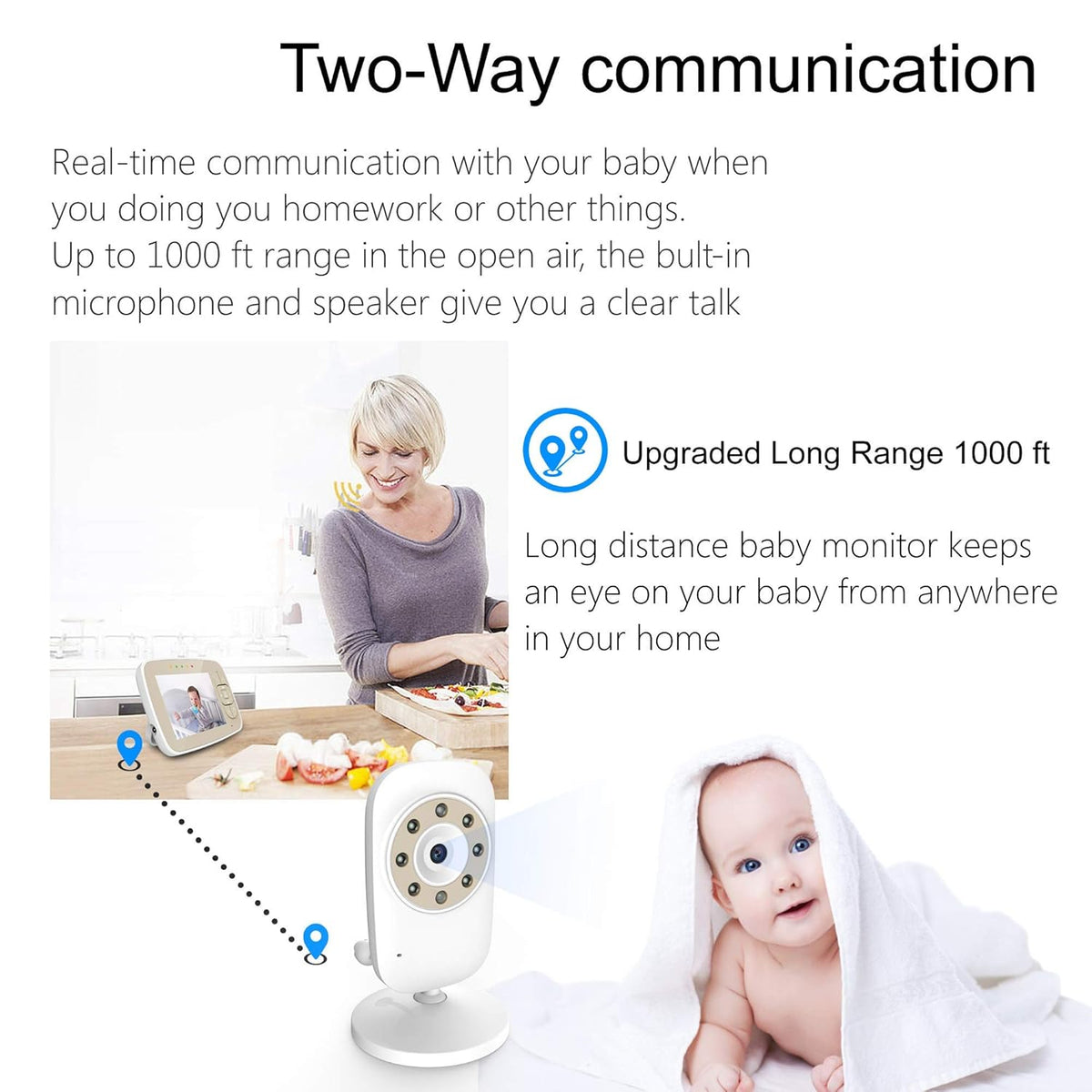 Baby Monitor with Camera and Video, 3.5 inch F9164