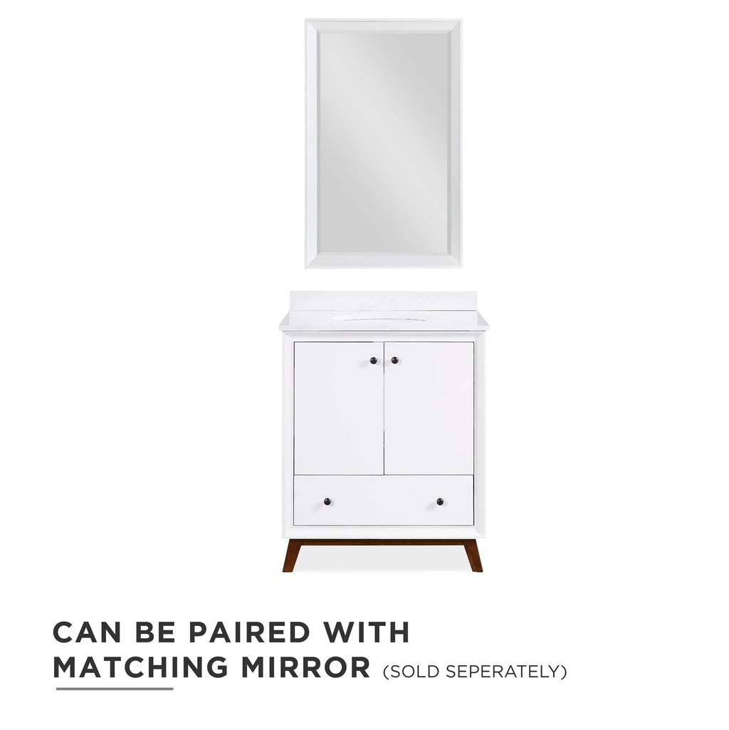 30 Inch White Bathroom Vanity with Sink D101