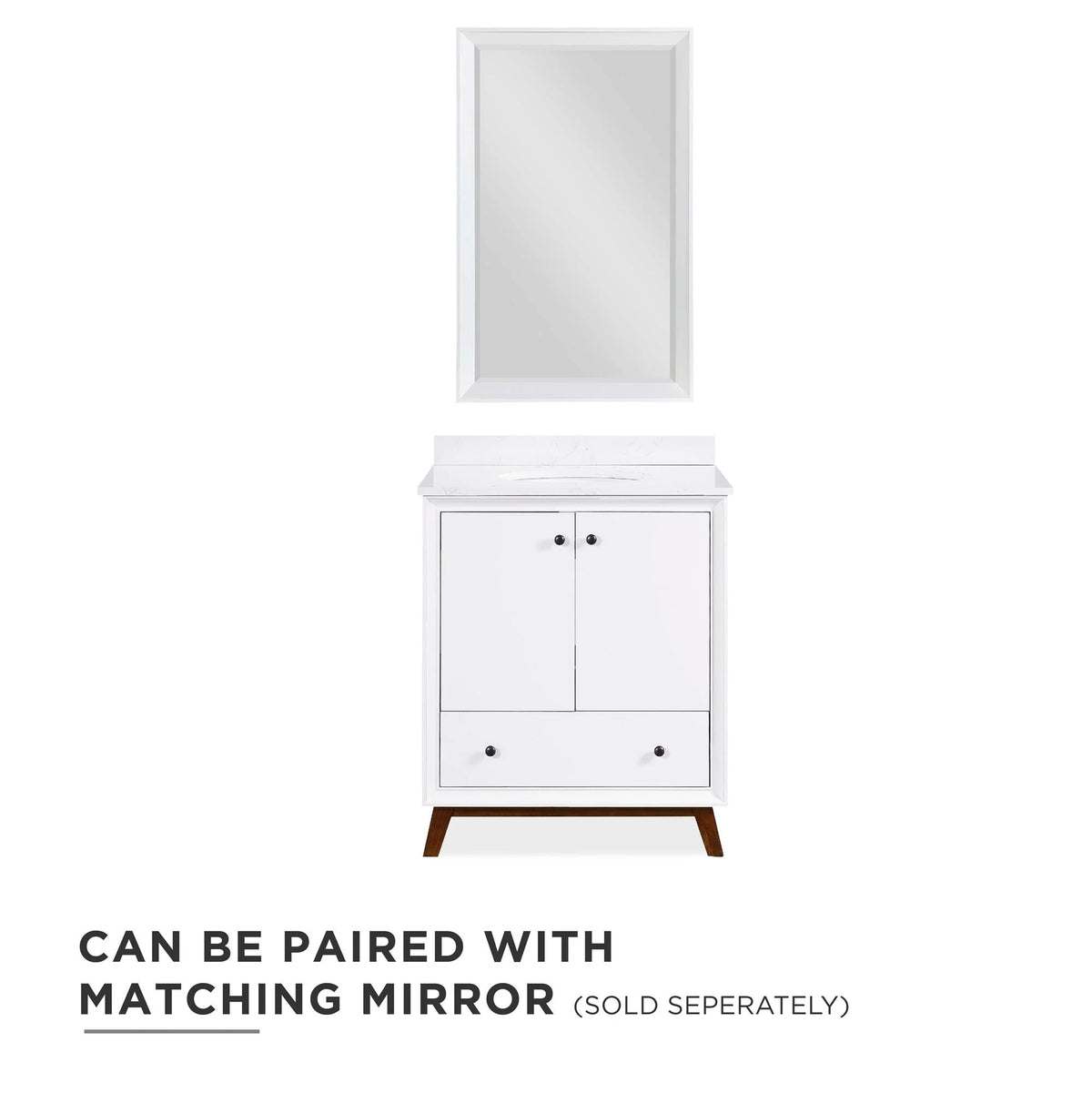30 Inch White Bathroom Vanity with Sink D101