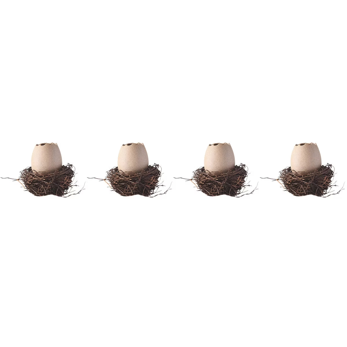 4 Sets Small Ceramic Vase Succulent Planter with Bird Nest G7193