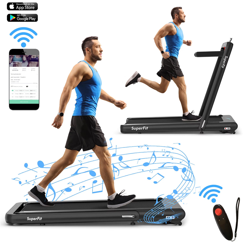 4.75HP 2 In 1 Folding Treadmill White G10316