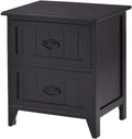 Black Wooden Nightstand with 2 Drawers T86737