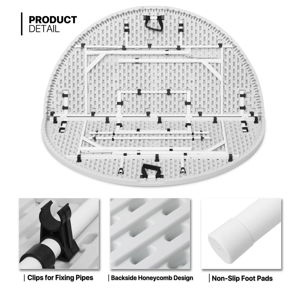 11 Pieces 5 Ft White Bi-Fold Plastic Folding Table Set with 10 Folding Chairs O30287