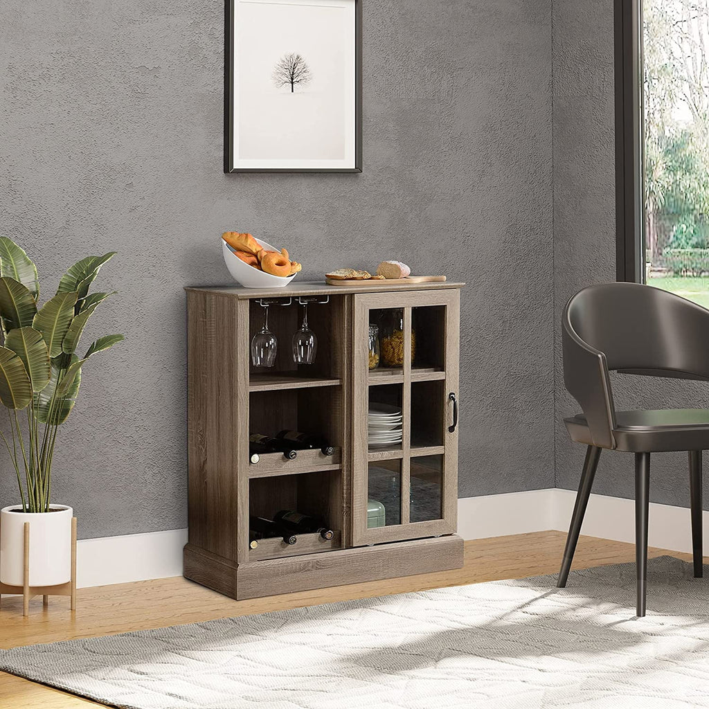 Wine Cabinet with 6-Bottle Wine Rack and Stemware Racks Q241