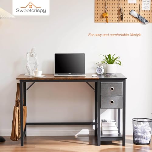 Modern Minimalist Writing Desk with 2 Drawers Storage Particle Board (40in) R929