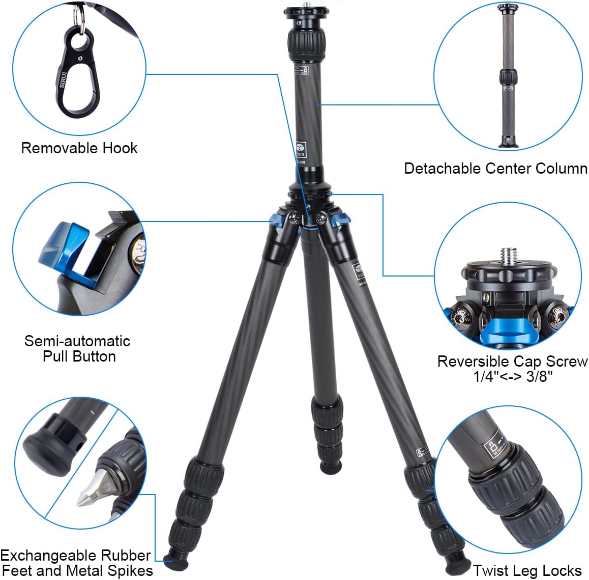 Carbon Fiber Mini Tripod with Center Column B87388