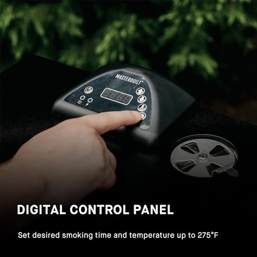 30-inch Digital Electric Vertical BBQ Smoker with Leg Kit and Side Wood Chip Loader in Black I372
