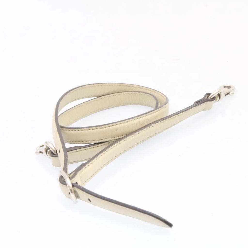 White Leather Bamboo Handbag W593