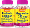 Probiotics 50B+ Prebiotics Magnesium Citrate 250mg Gummies Bundle Gluten Free GMO Free Chewable Gummy Vitamin Supplement D5591