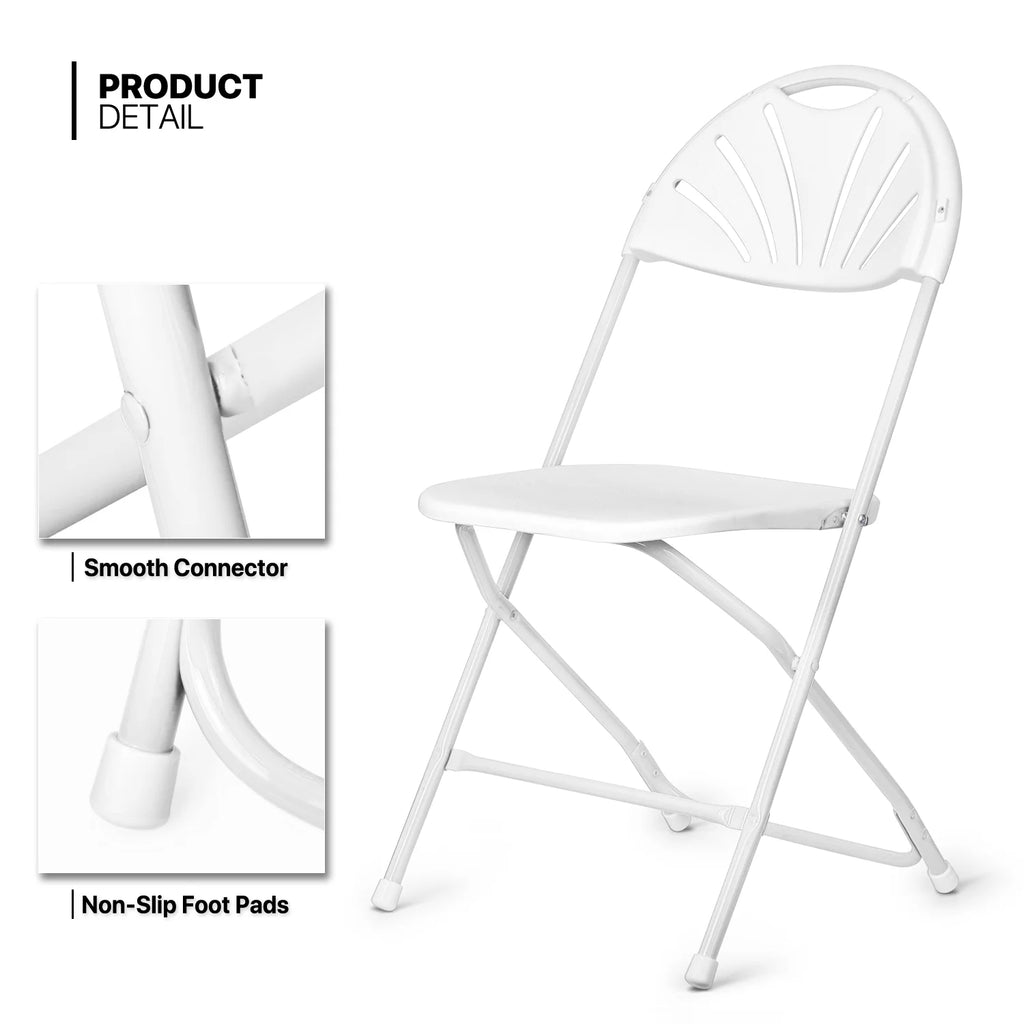 11 Pieces 5 Ft White Bi-Fold Plastic Folding Table Set with 10 Folding Chairs O30287