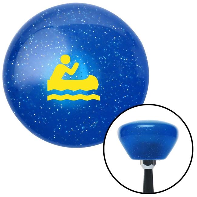 Yellow Guy Paddling Canoe Blue Retro Metal Flake Shift Knob with M16 x 1.5 Insert A752
