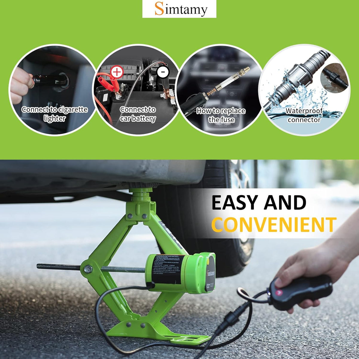 Electric Car Jack 3 Ton 12V Scissor Jack Portable Car Lift Tire Change Kit O5996