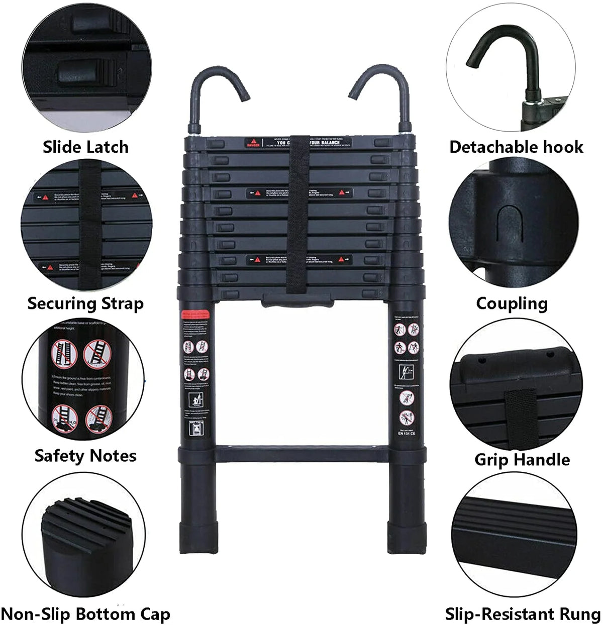 3.2 m Telescopic Ladder with Removable Hook N7633