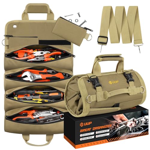 Green Roll Up Tool Bag with 2 Small Pouches I127