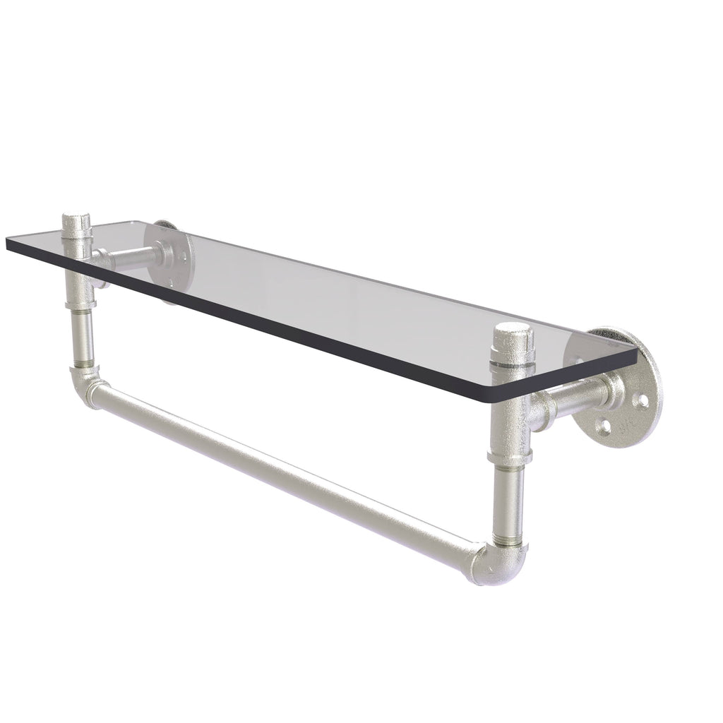 22 in. Glass Shelf with Towel Bar Satin Nickel V166071