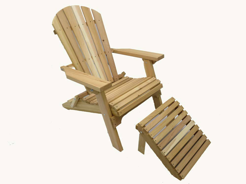 Folding Natural Cedar Adirondack Chair with Ottoman G83540