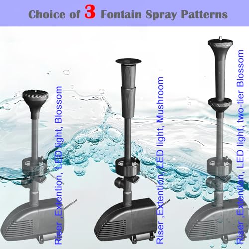 Submersible Pond Filter Fountain Kit 660GPH with Color Light I571