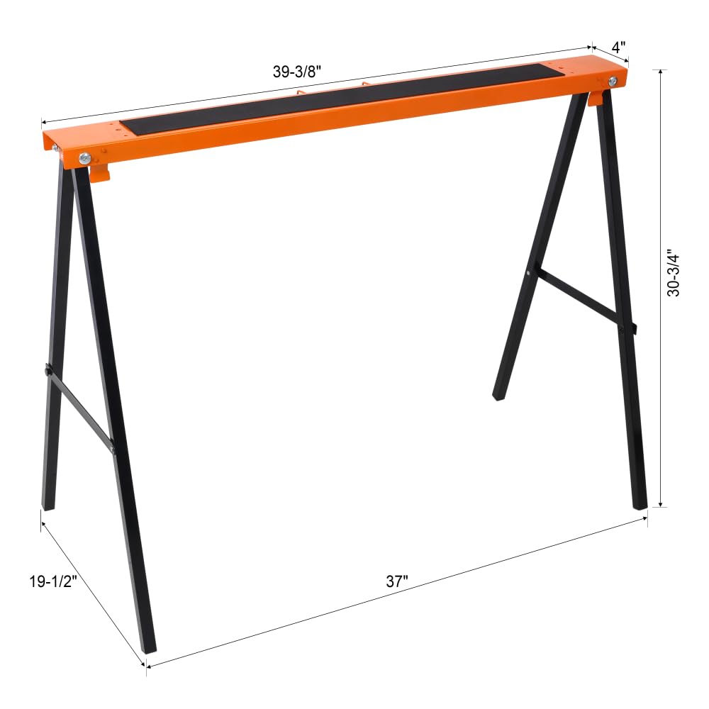Folding Sawhorse 2 Pack Heavy Duty 550 lbs Capacity Portable Collapsible Metal Frame Non-Slip H9595