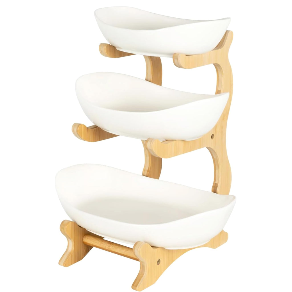 3-Tier Oval Fruit Basket with Bamboo Stand G427270