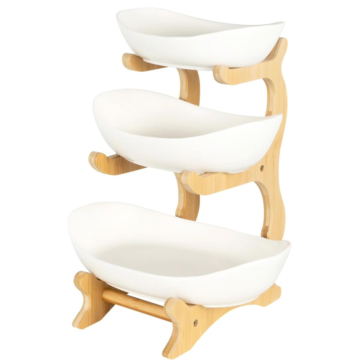 3-Tier Oval Fruit Basket with Bamboo Stand G427270