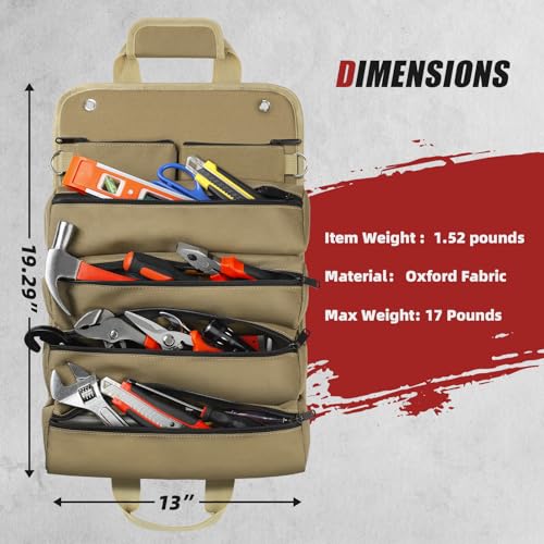 Green Roll Up Tool Bag with 2 Small Pouches I127