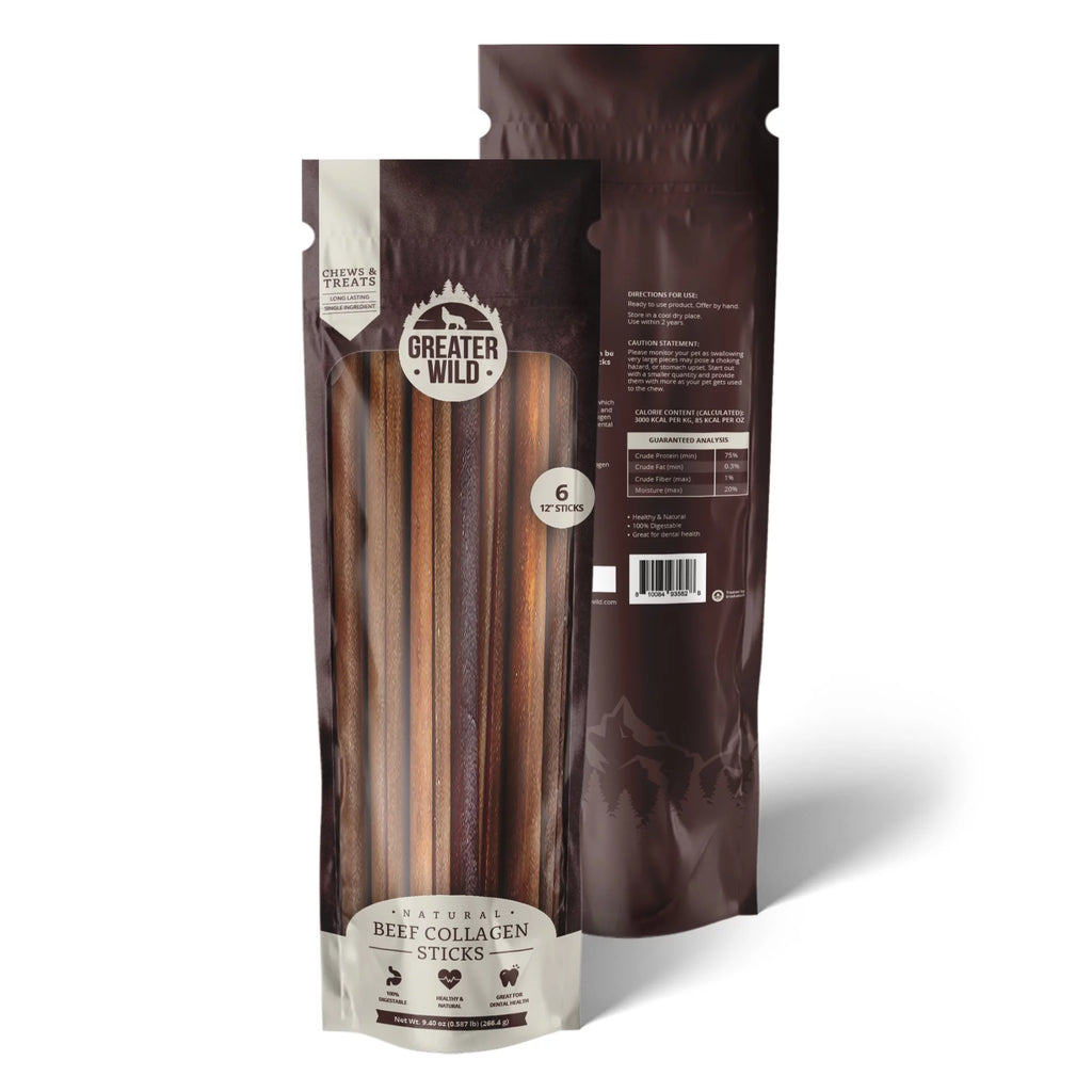 12" Beef Collagen Sticks Dog Treats - 6 Sticks E1790