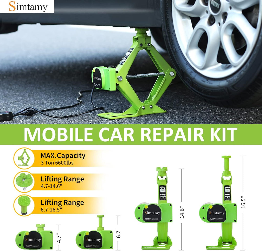 Electric Car Jack 3 Ton 12V Scissor Jack Portable Car Lift Tire Change Kit O5996