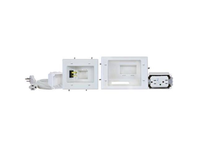 Recessed Pro-Power Kit with Duplex Surge Suppressor and Straight Blade Inlet Mounting Plate - White L15166