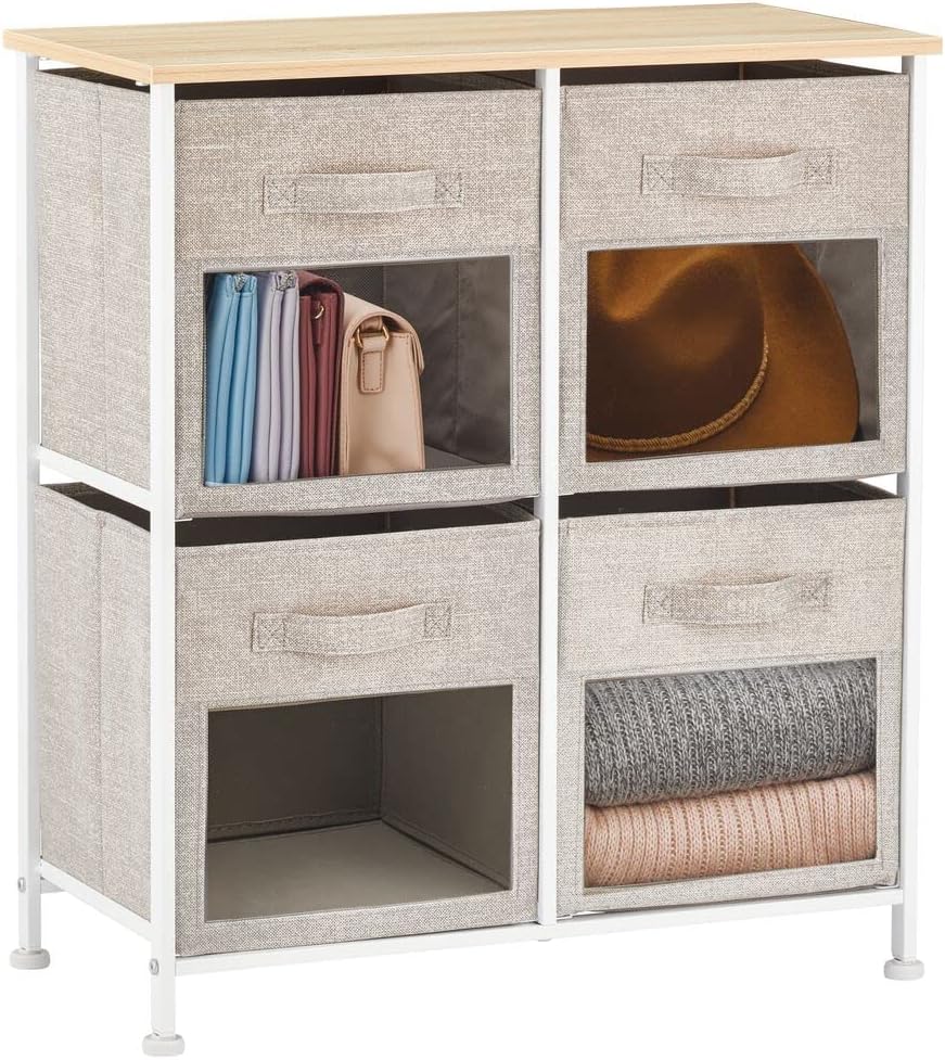 Vertical Furniture Storage Tower with 4 Drawers, Gray U981852