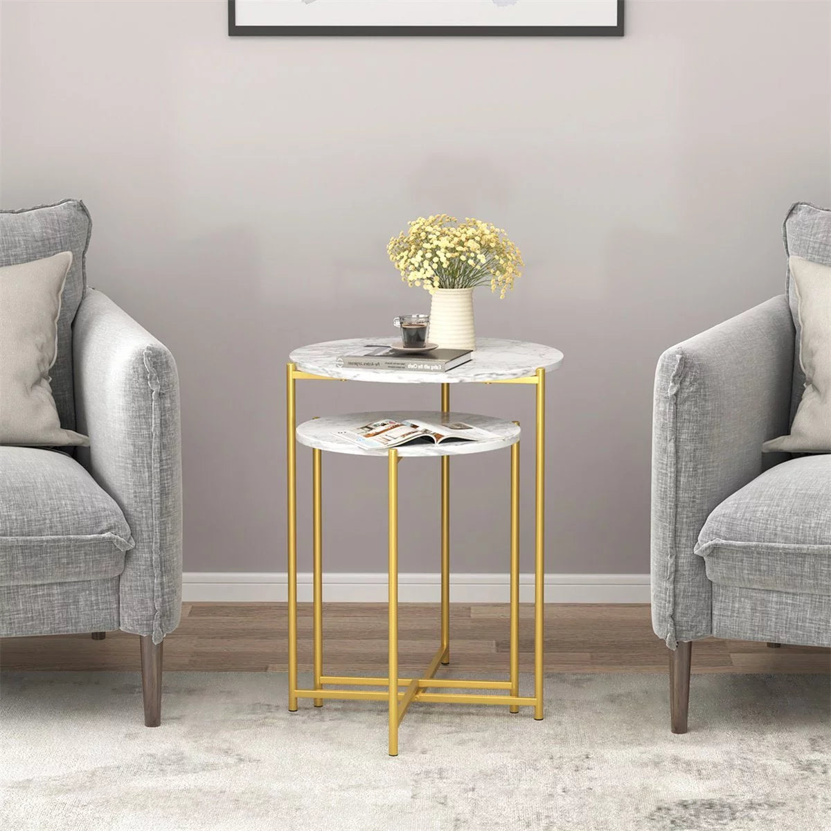 Round Nesting Coffee Table, 2 Piece X741