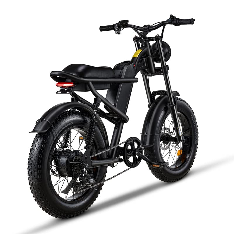 1500W Moped Style Electric Bike, 20 Inch Fat Tire, 6-Layer Full Suspension Ebike, 15.6AH Removable Battery D2615