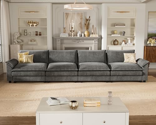 Light Grey L Shaped Chenille Sectional Sofa V1448