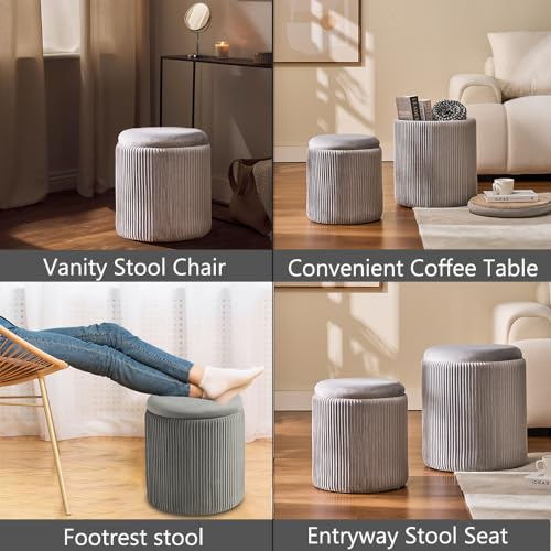 Set of 2 Upholstered Velvet Ottoman with Storage O80093