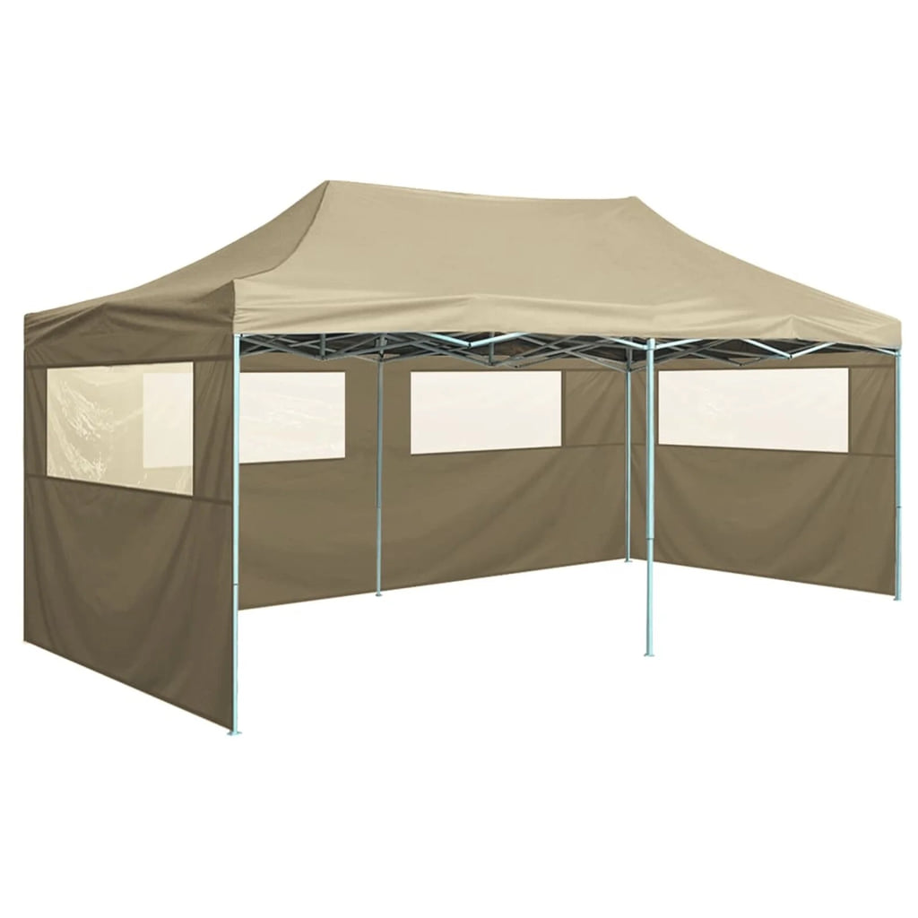 Folding Party Tent with 4 Sidewalls Steel Frame Canopy Shelter Cream 236.2 x 118.1 x 124 Inches L5349