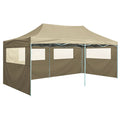 Folding Party Tent with 4 Sidewalls Steel Frame Canopy Shelter Cream 236.2 x 118.1 x 124 Inches L5349