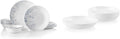 18-Piece Dinnerware Set, Indigo Speckle, 4-Pc Versa Bowls, 30-Oz Compact Stack Bowl Set, White I427042
