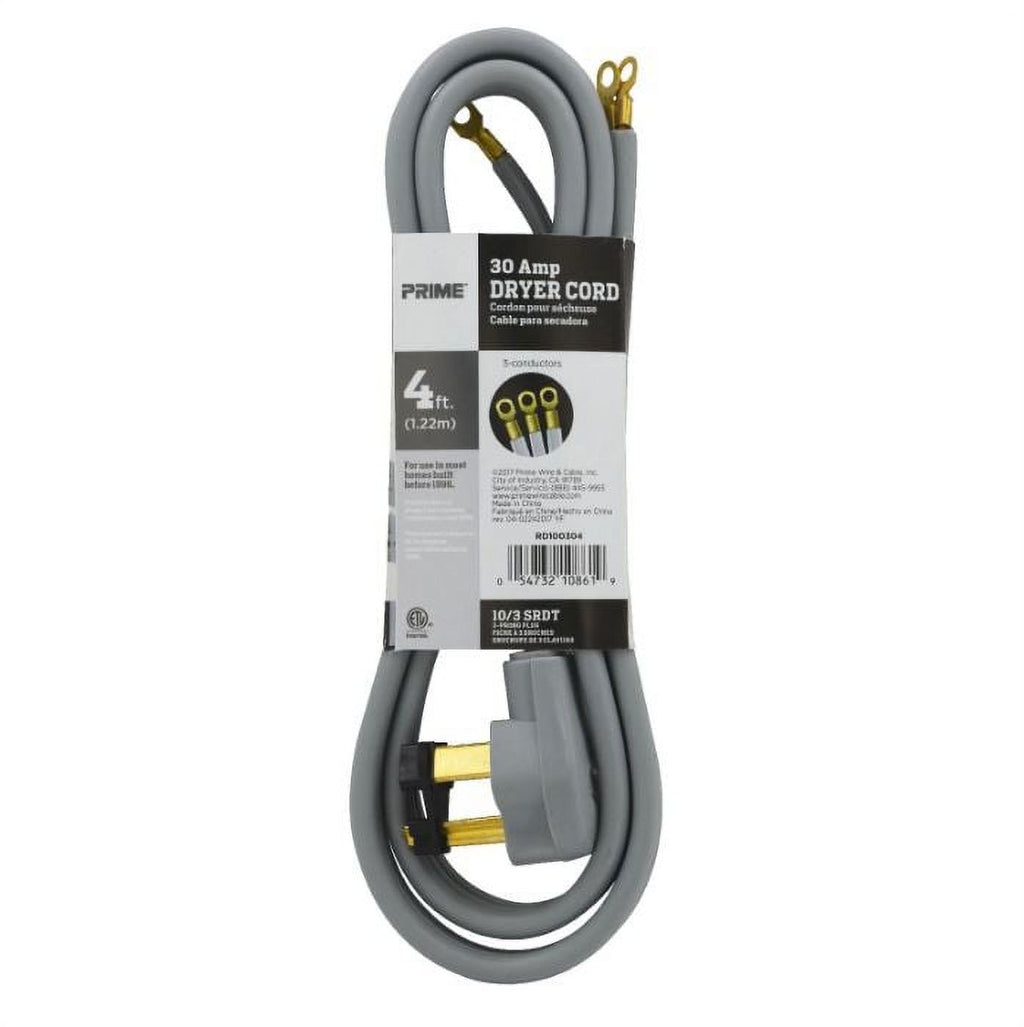 4 Feet 10/3 30 Amp 3-Wire Dryer Cord (4 Pack) F914
